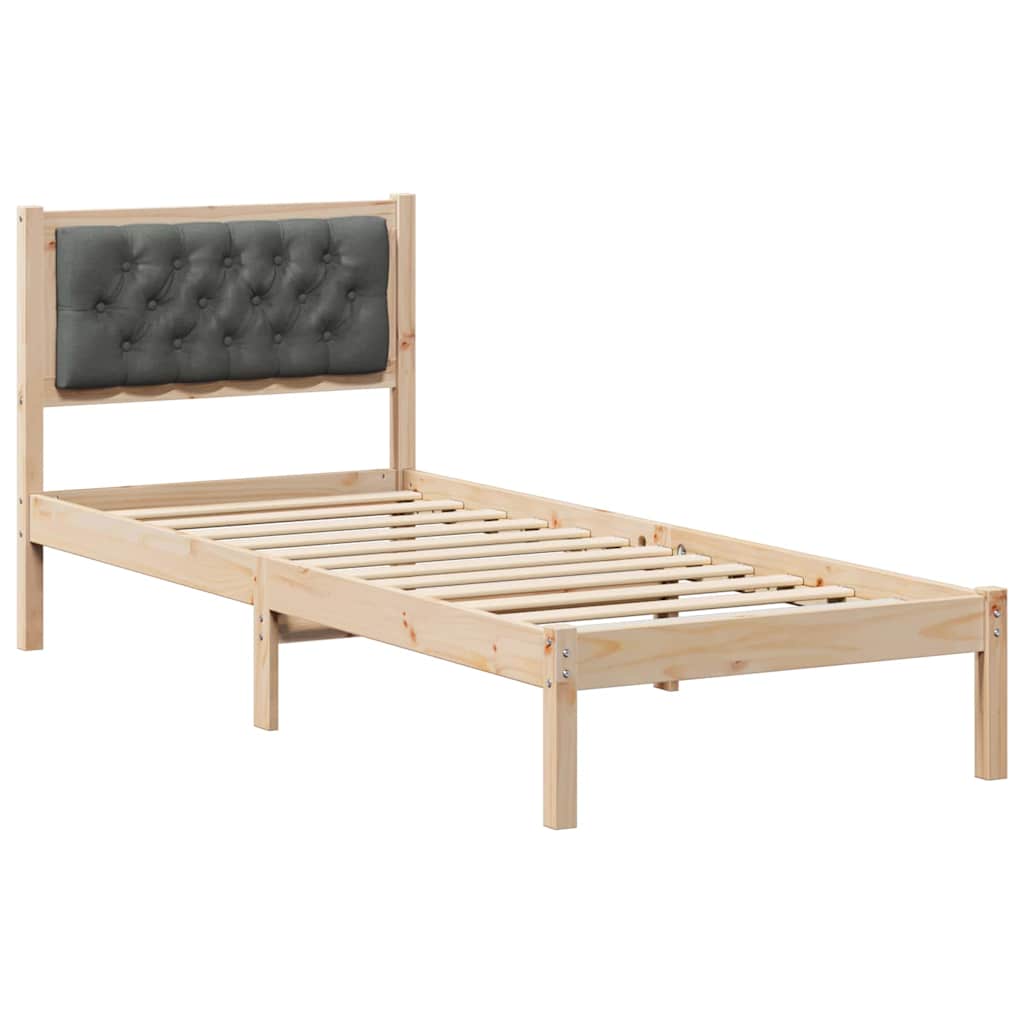 Sengestel med hovedgærde Mørkegrå 80 x 200 cm Massiv fyrretræ