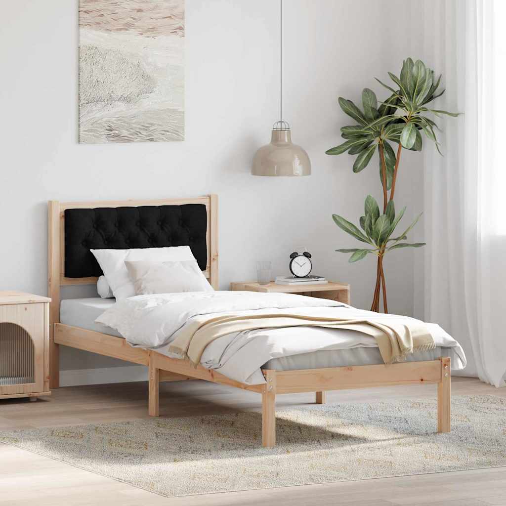 Sengestel med hovedgærde Sort 80 x 200 cm Massiv fyrretræ