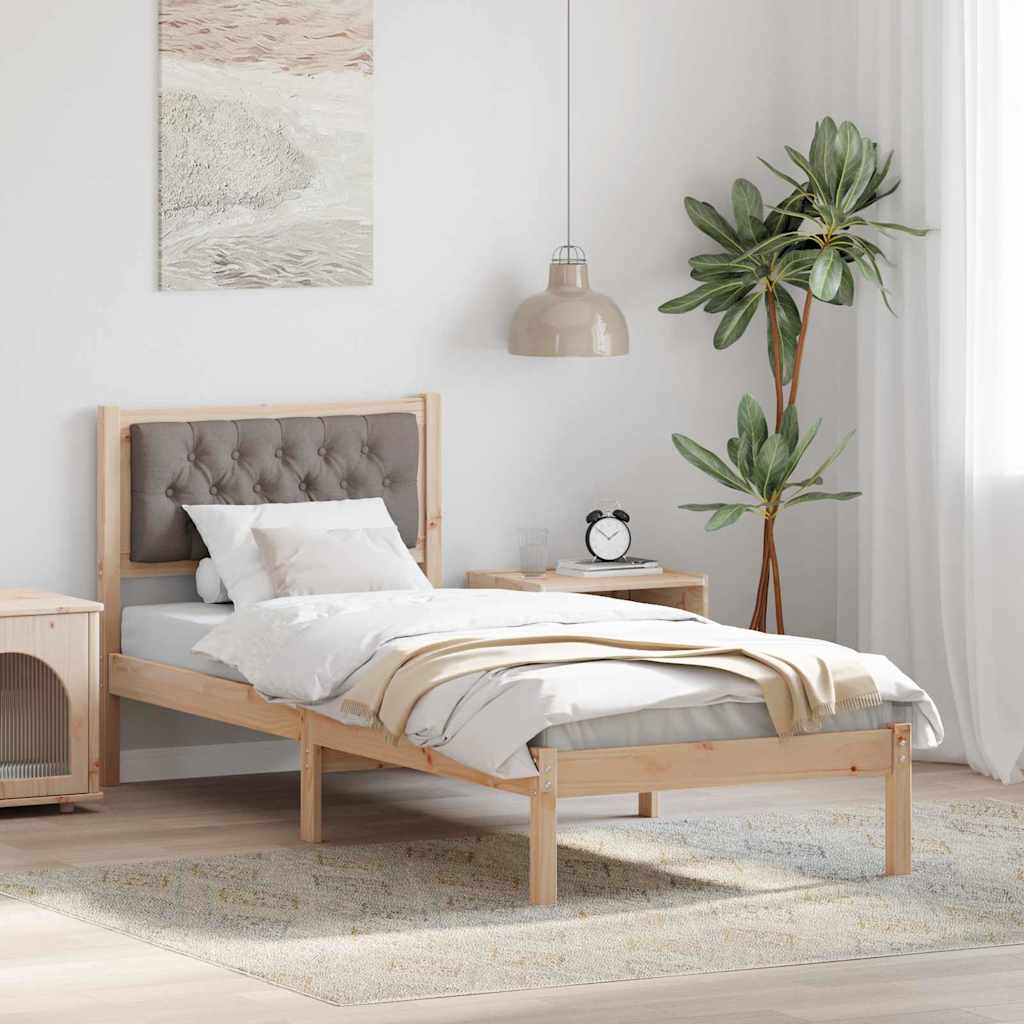Sengestel med hovedgærde Gråbrun 80 x 200 cm Massiv fyrretræ