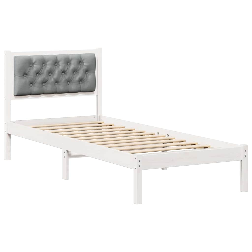 Sengestel med hovedgærde Lysegrå 80 x 200 cm Massiv fyrretræ