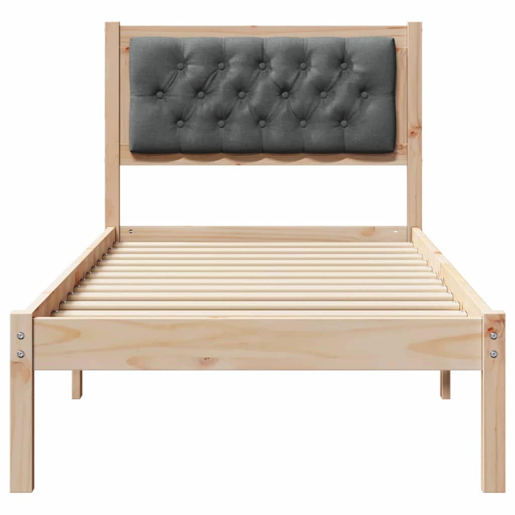 Sengestel med hovedgærde Mørkegrå 90 x 190 cm Massiv fyrretræ