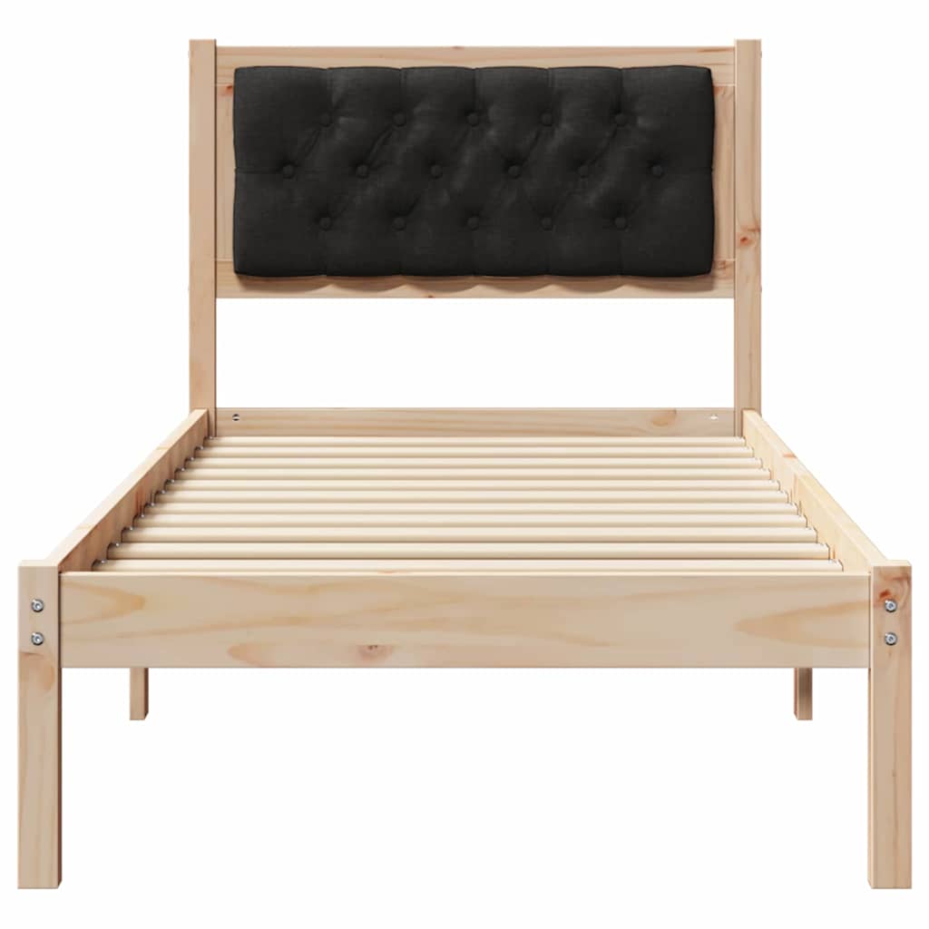 Sengestel med hovedgærde Sort 90 x 190 cm Massiv fyrretræ