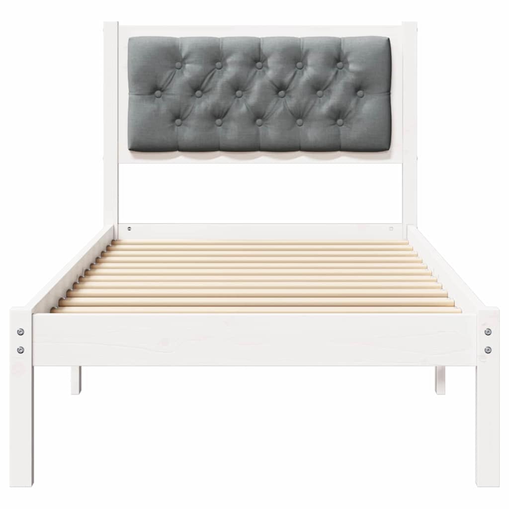 Sengestel med hovedgærde Lysegrå 90 x 190 cm Massiv fyrretræ