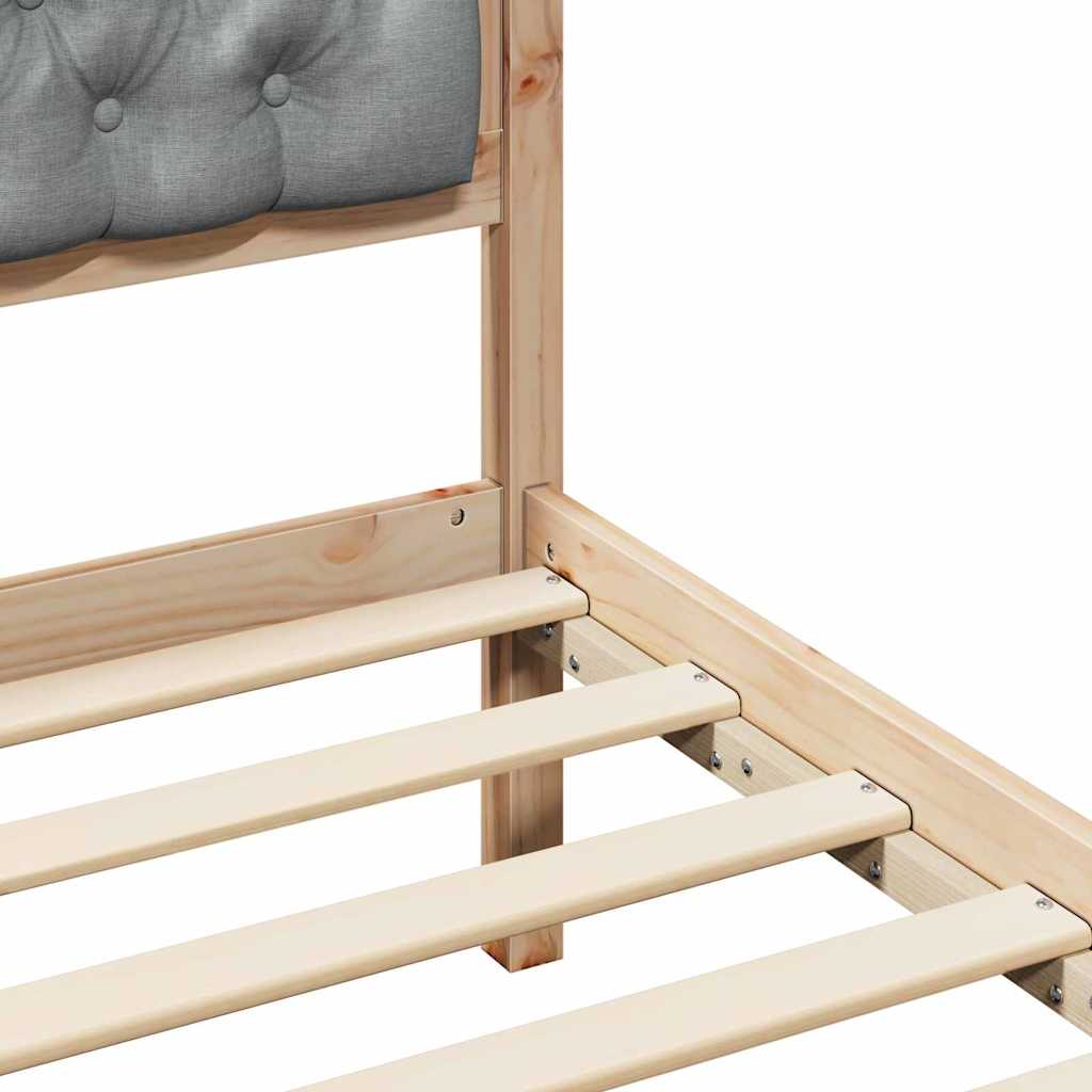 Sengestel med hovedgærde Lysegrå 75 x 190 cm Massiv fyrretræ