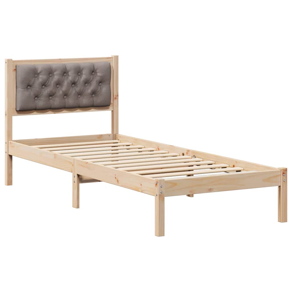 Sengestel med hovedgærde Gråbrun 75 x 190 cm Massiv fyrretræ