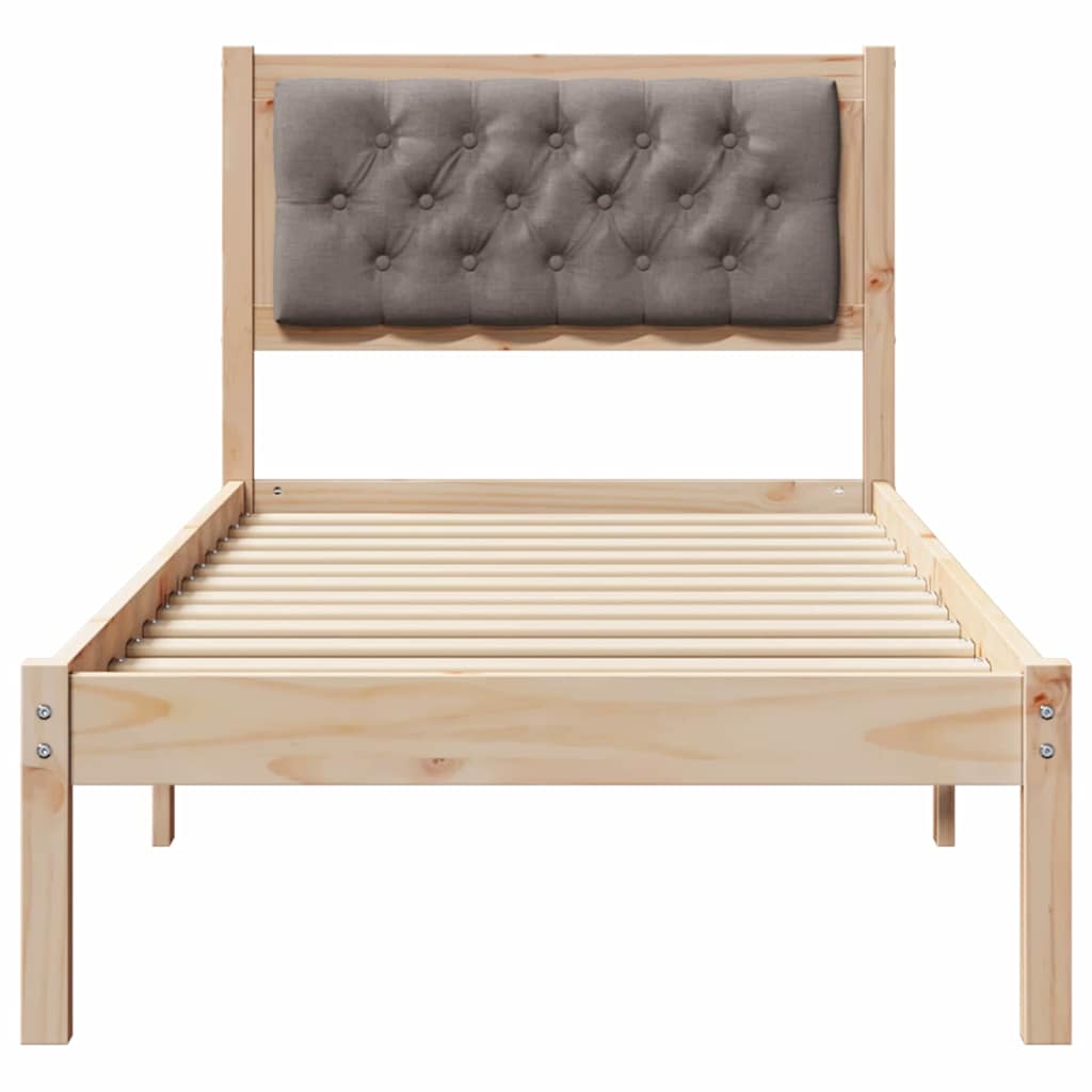 Sengestel med hovedgærde Gråbrun 75 x 190 cm Massiv fyrretræ