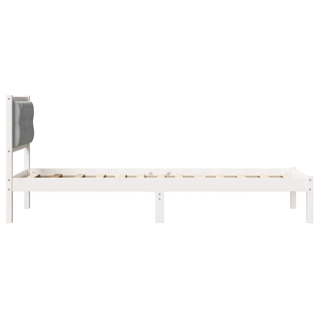 Sengestel med hovedgærde Lysegrå 75 x 190 cm Massiv fyrretræ