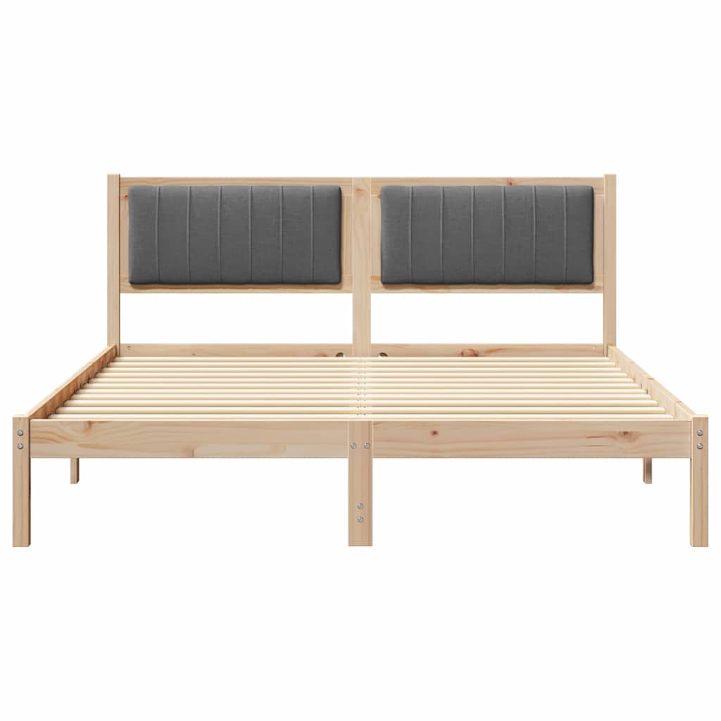 Sengestel med Polstret Hovedgavl Mørkegrå 150 x 200 cm