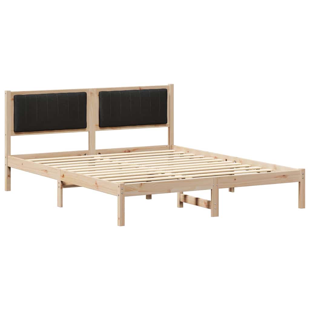 Sengestel med Polstret Hovedgavl Sort 150 x 200 cm