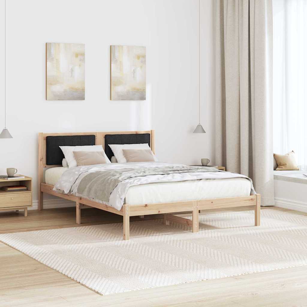 Sengestel med Polstret Hovedgavl Sort 140 x 200 cm