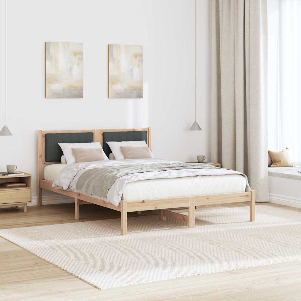 Sengestel med Polstret Hovedgavl Mørkegrå 140 x 190 cm