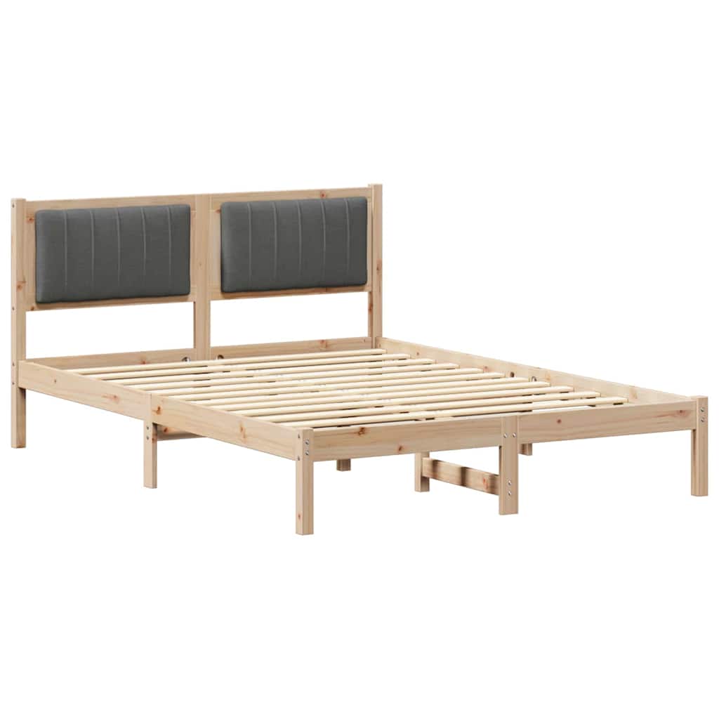 Sengestel med Polstret Hovedgavl Mørkegrå 140 x 190 cm