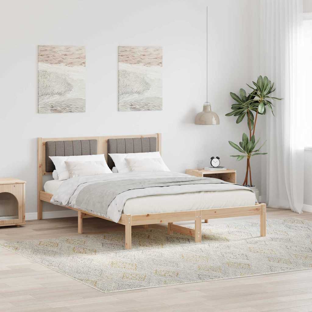 Sengestel med Polstret Hovedgavl Gråbrun 140 x 190 cm
