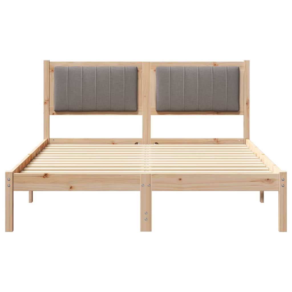 Sengestel med Polstret Hovedgavl Gråbrun 140 x 190 cm