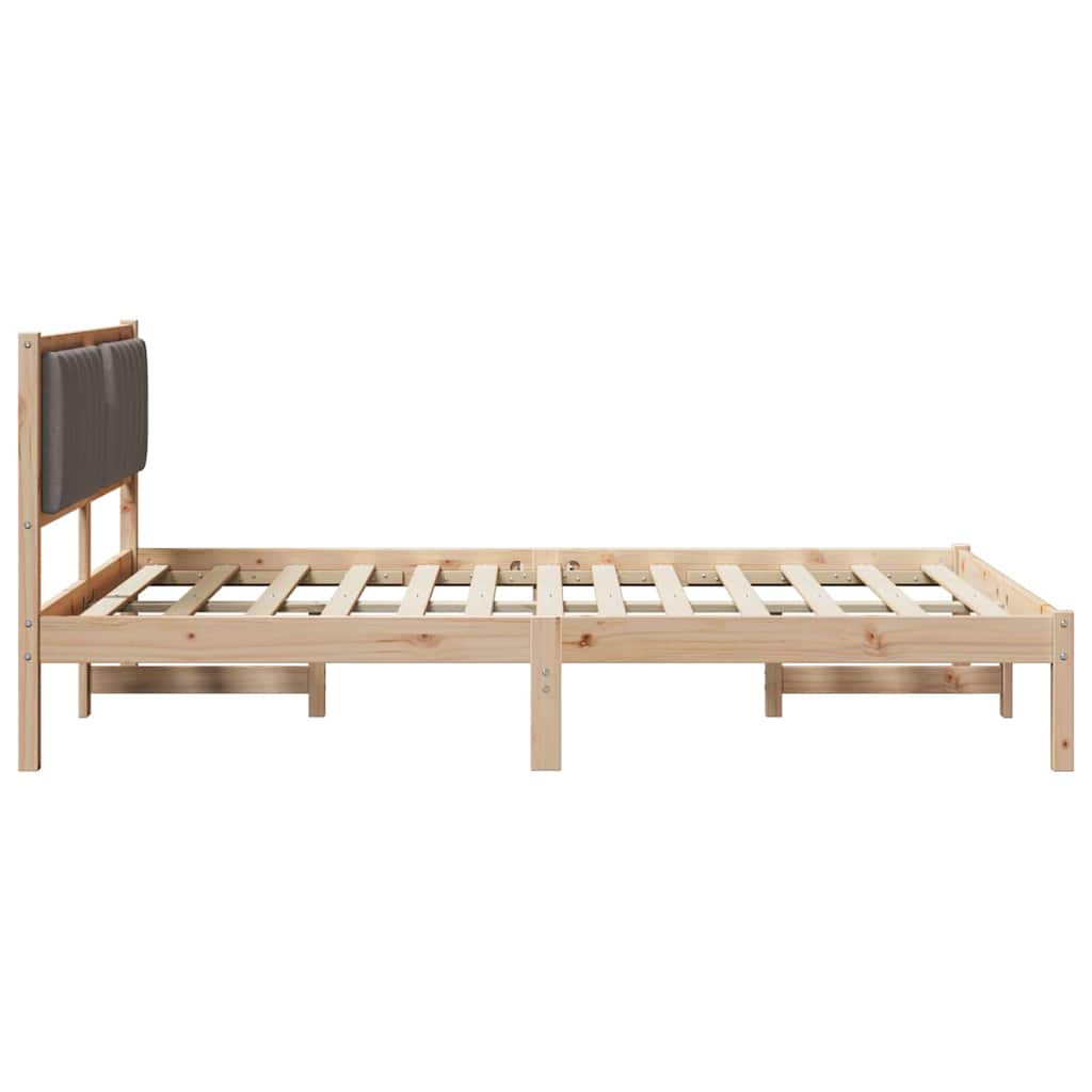 Sengestel med Polstret Hovedgavl Gråbrun 140 x 190 cm