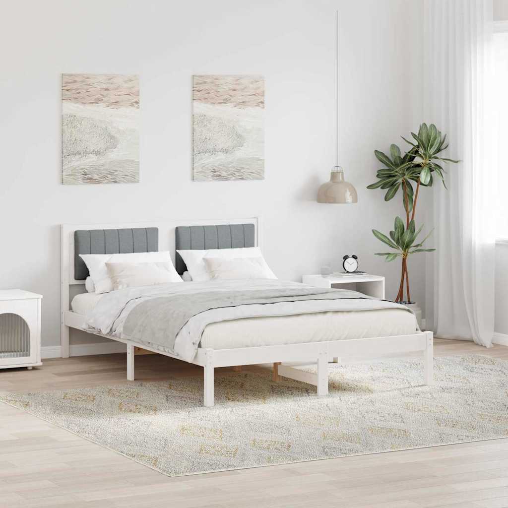 Sengestel med Polstret Hovedgavl Lysegrå 140 x 190 cm
