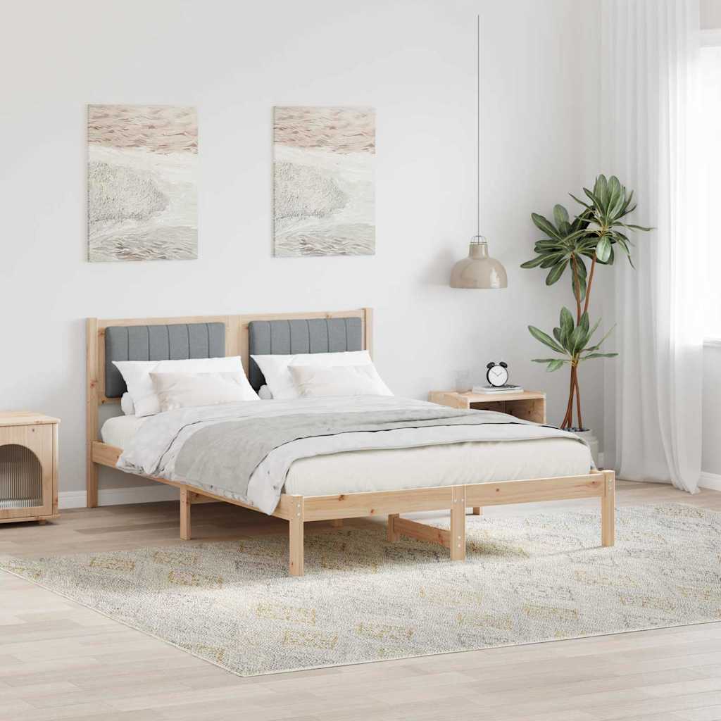 Sengestel med Polstret Hovedgavl Lysegrå 135 x 190 cm