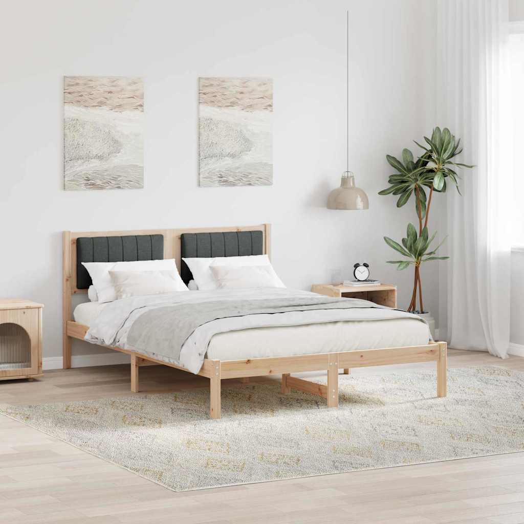 Sengestel med Polstret Hovedgavl Mørkegrå 135 x 190 cm