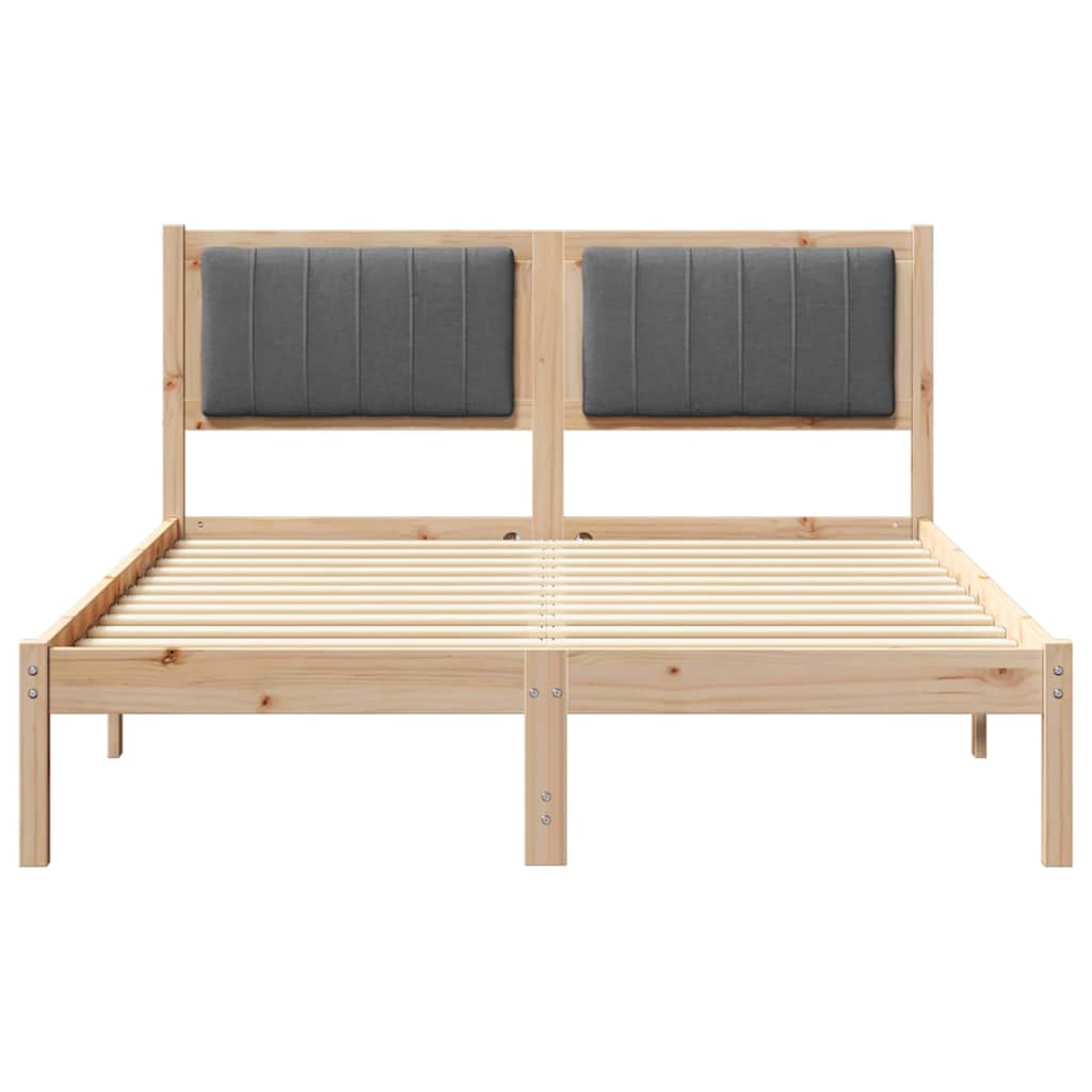 Sengestel med Polstret Hovedgavl Mørkegrå 135 x 190 cm