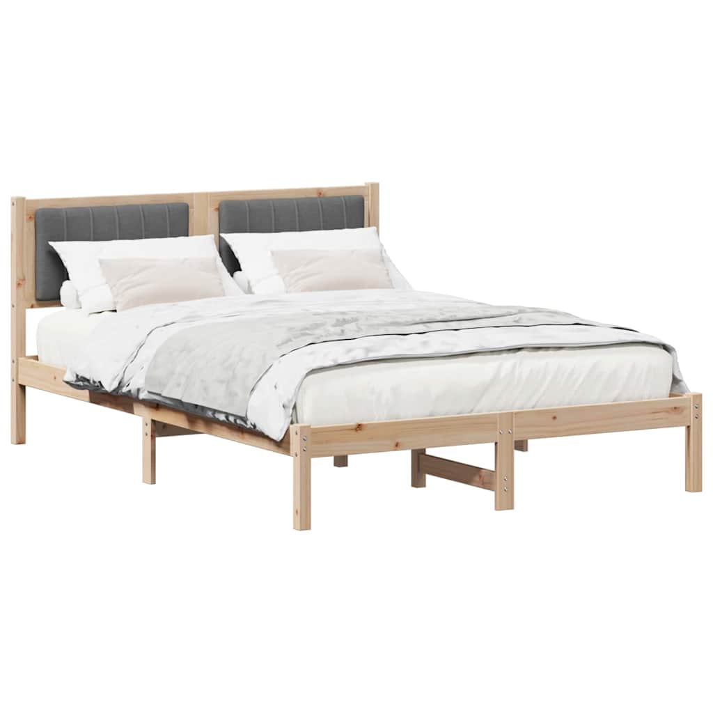 Sengestel med Polstret Hovedgavl Mørkegrå 135 x 190 cm