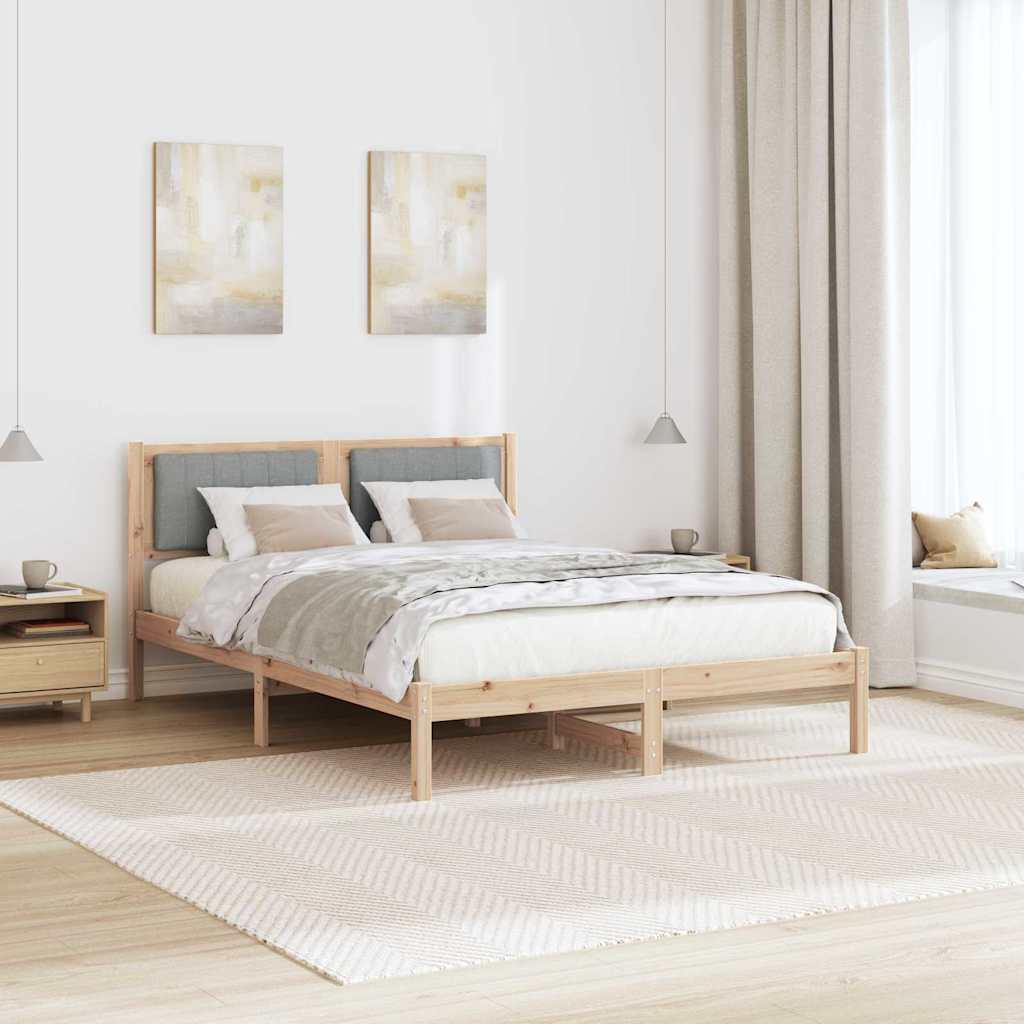 Sengestel med Polstret Hovedgavl Lysegrå 120 x 190 cm