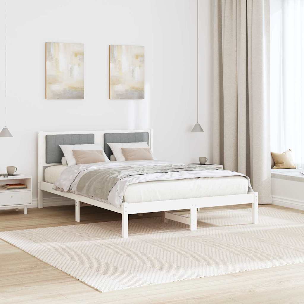 Sengestel med Polstret Hovedgavl Lysegrå 120 x 190 cm