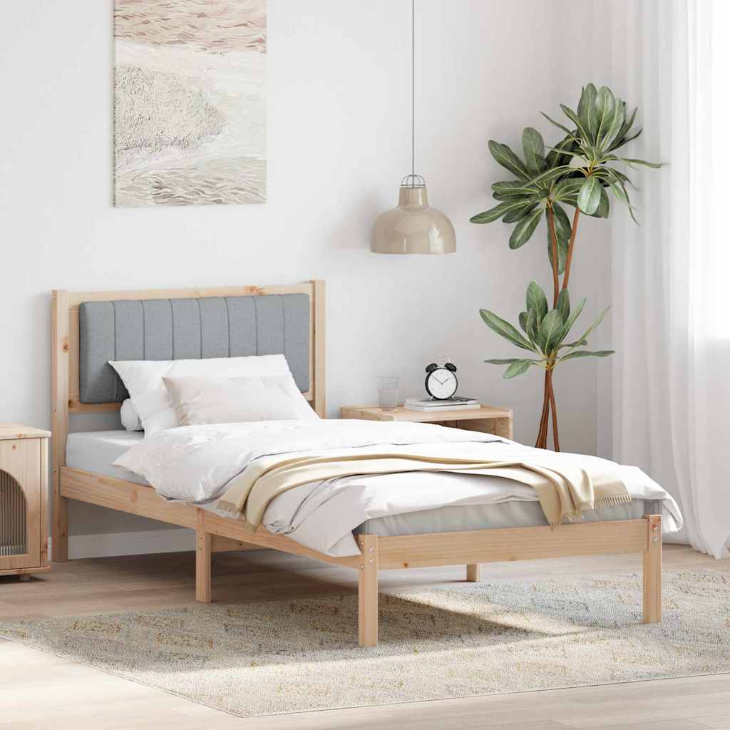 Sengestel med Polstret Hovedgavl Lysegrå 90 x 200 cm