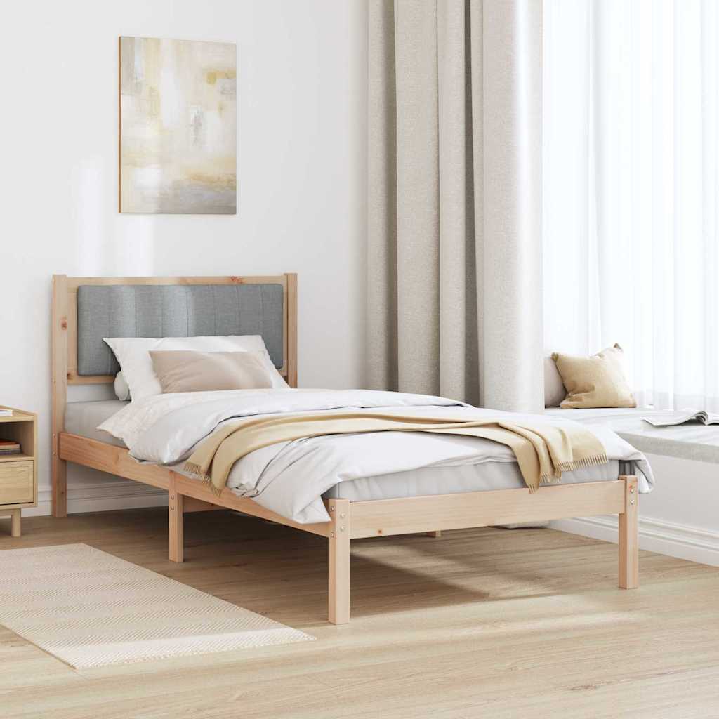 Sengestel med Polstret Hovedgavl Lysegrå 90 x 200 cm