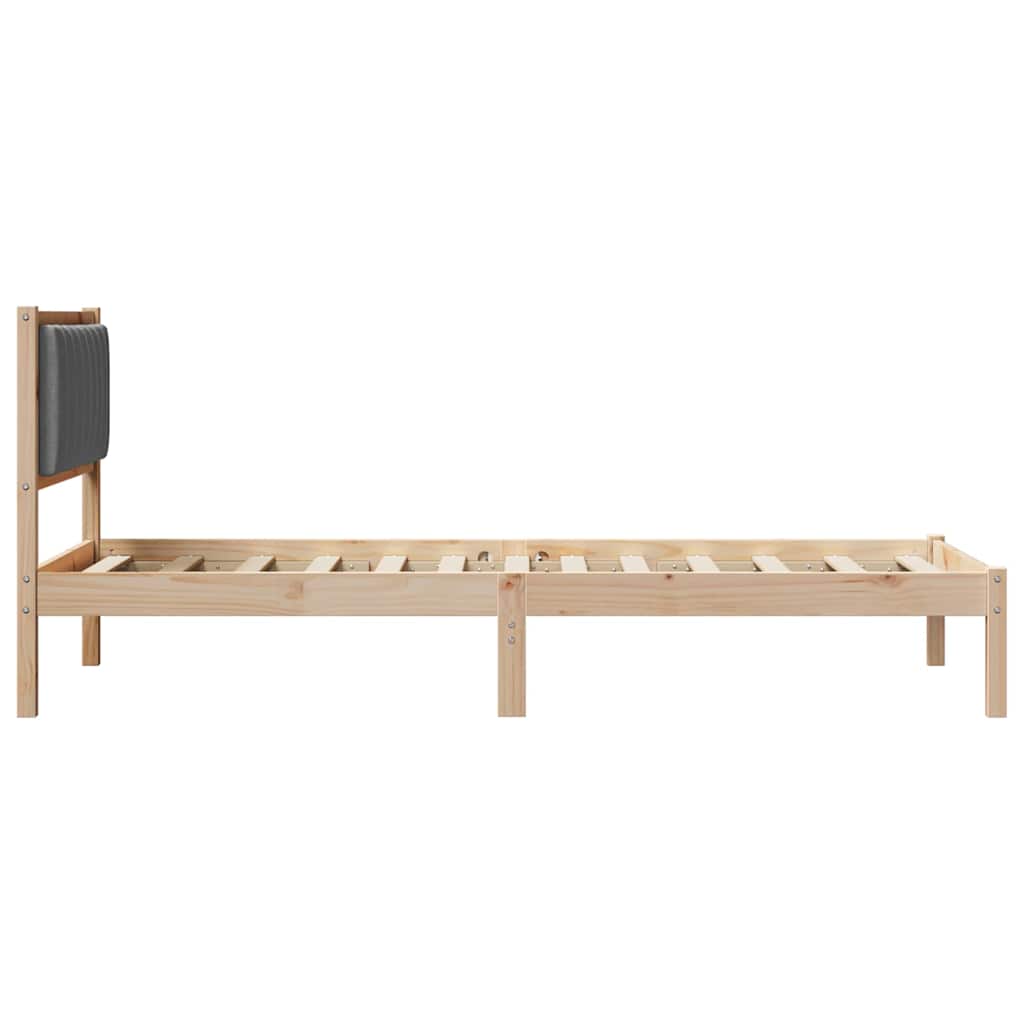 Sengestel med Polstret Hovedgavl Mørkegrå 90 x 190 cm