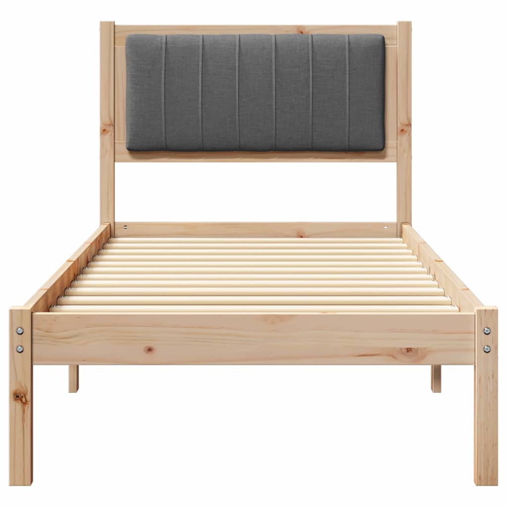 Sengestel med Polstret Hovedgavl Mørkegrå 75 x 190 cm