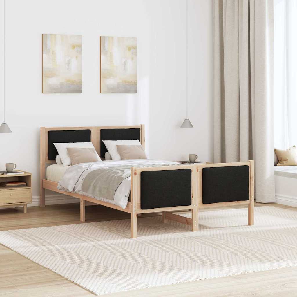 Sengestel med hovedgærde Sort 120 x 200 cm Stof