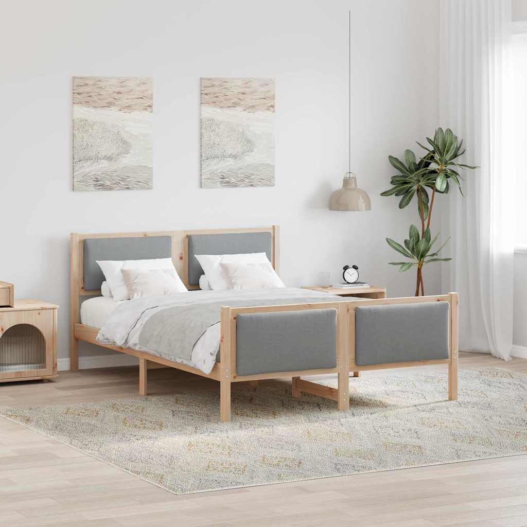 Sengestel med hovedgærde Lysegrå 140 x 190 cm Stof