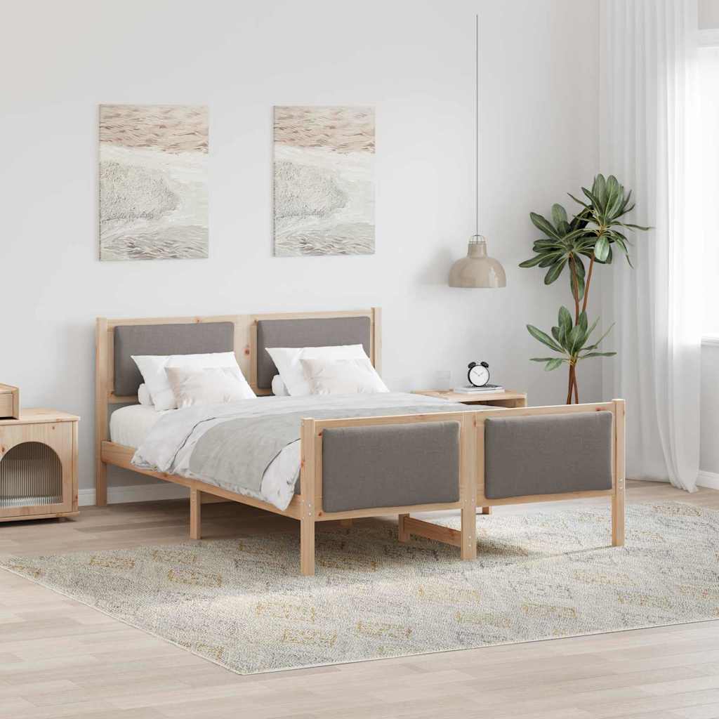 Sengestel med hovedgærde Gråbrun 140 x 190 cm Stof