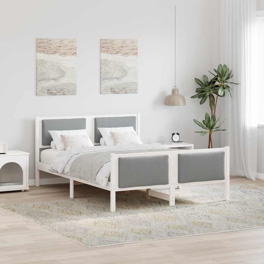 Sengestel med hovedgærde Lysegrå 140 x 190 cm Stof