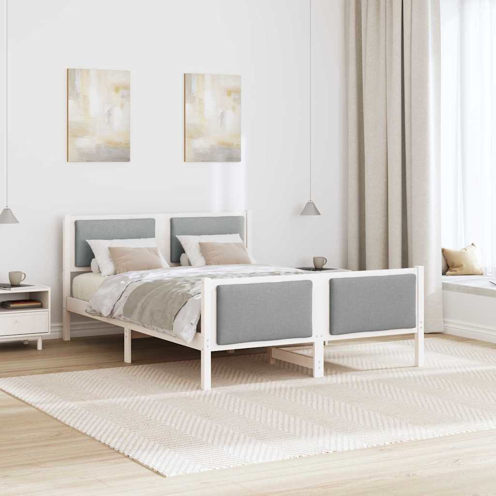 Sengestel med hovedgærde Lysegrå 140 x 190 cm Stof