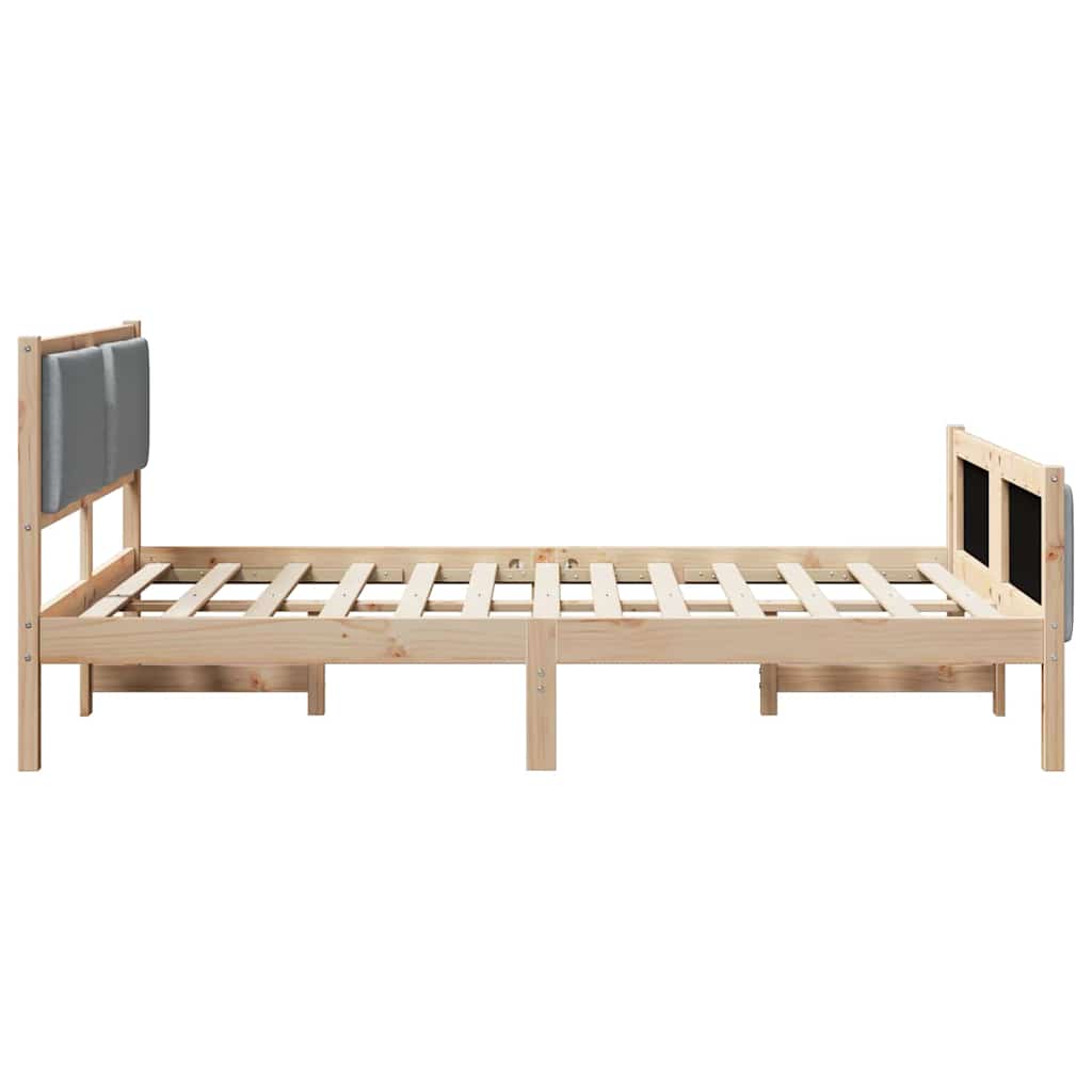Sengestel med hovedgærde Lysegrå 135 x 190 cm Stof