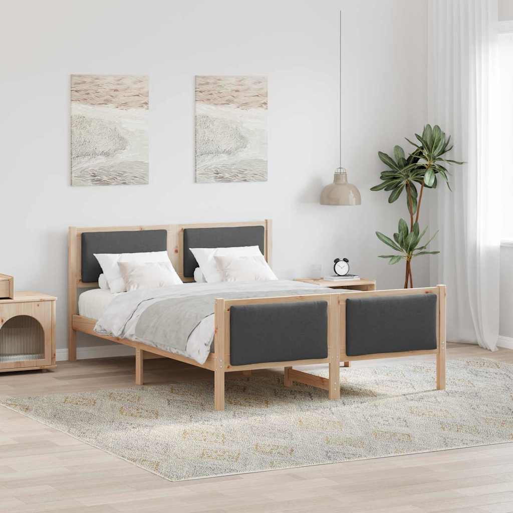 Sengestel med hovedgærde Mørkegrå 135 x 190 cm Stof
