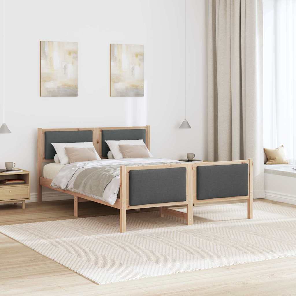 Sengestel med hovedgærde Mørkegrå 135 x 190 cm Stof