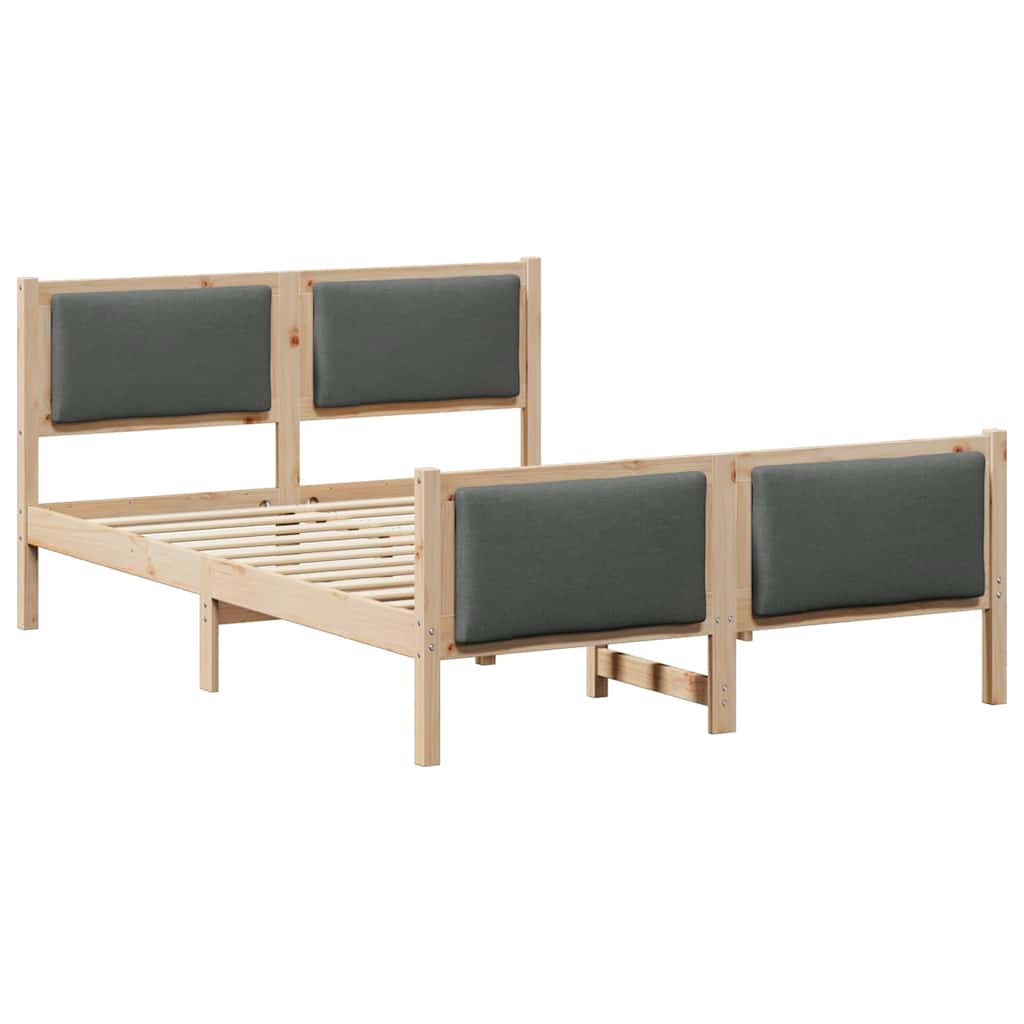 Sengestel med hovedgærde Mørkegrå 135 x 190 cm Stof