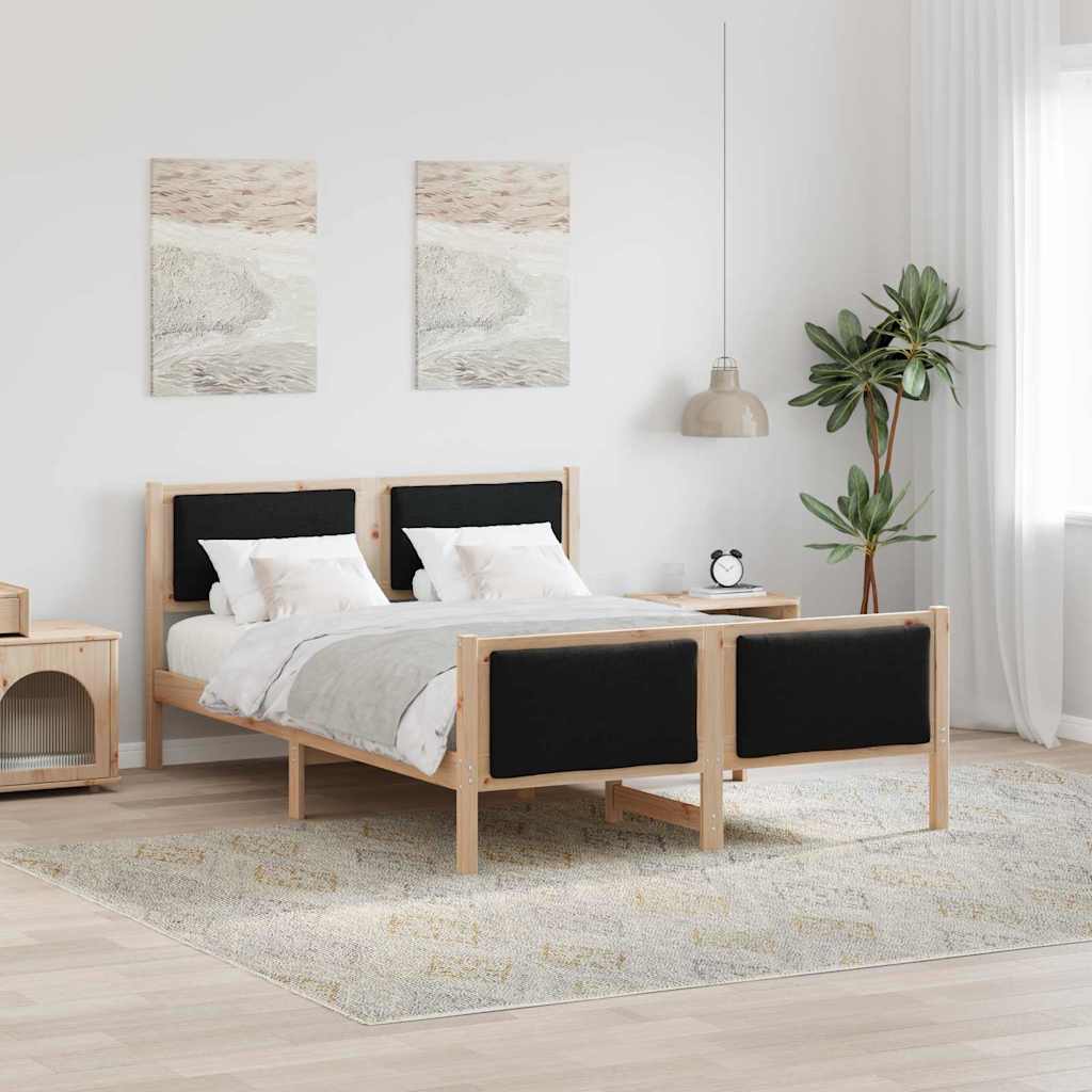 Sengestel med hovedgærde Sort 135 x 190 cm Stof
