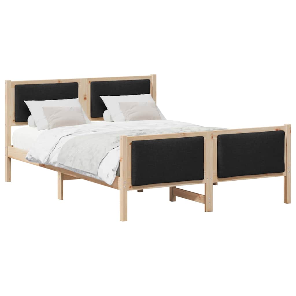 Sengestel med hovedgærde Sort 135 x 190 cm Stof