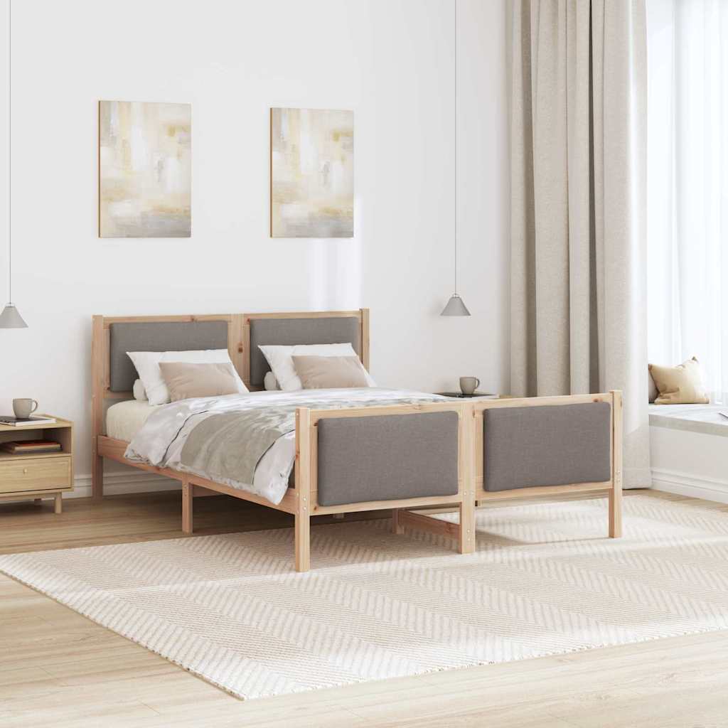 Sengestel med hovedgærde Gråbrun 135 x 190 cm Stof
