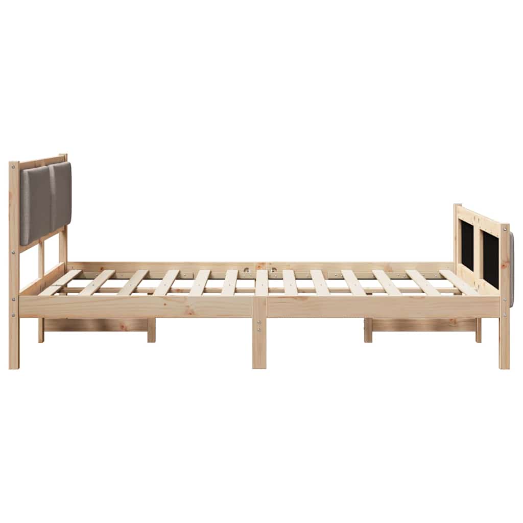 Sengestel med hovedgærde Gråbrun 135 x 190 cm Stof