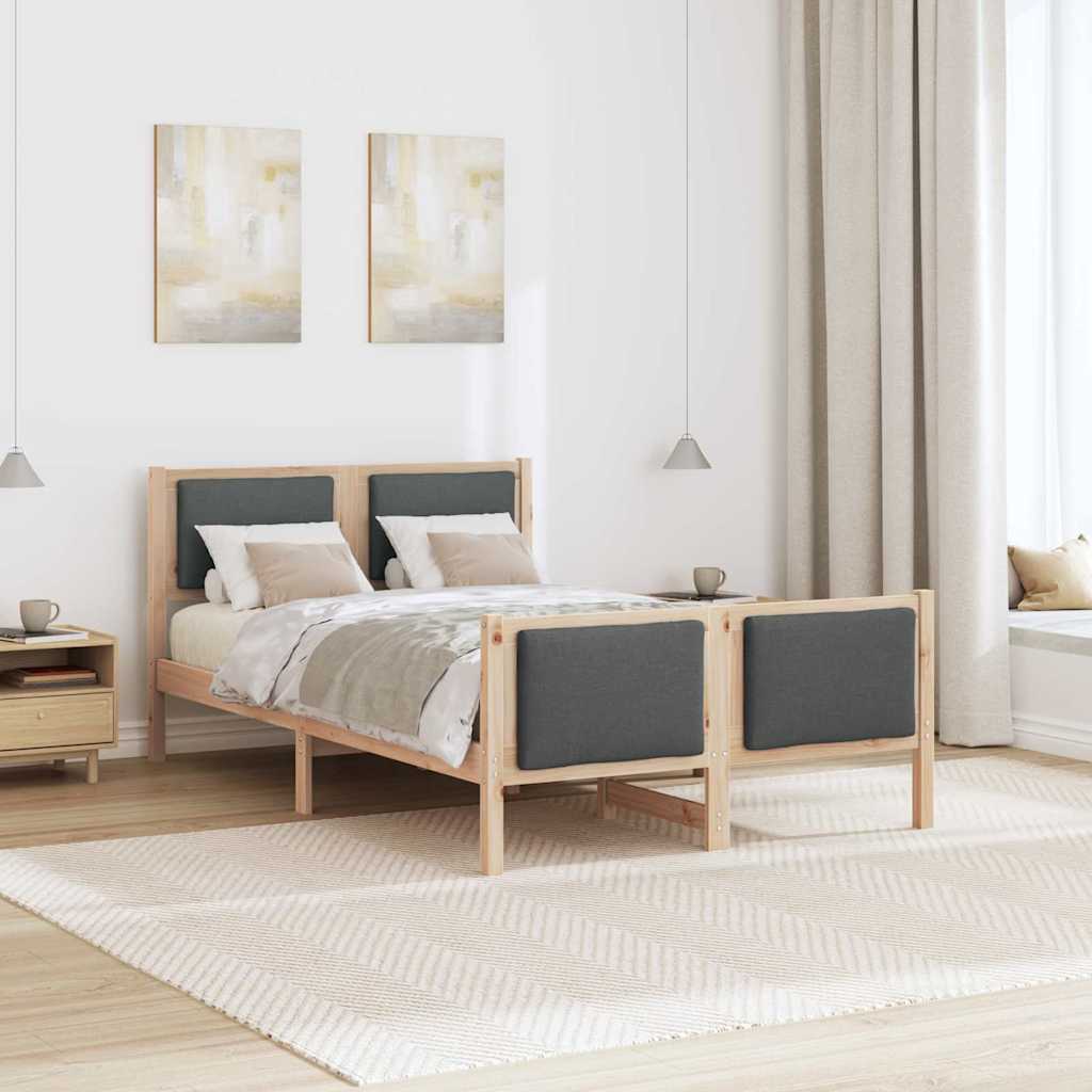 Sengestel med hovedgærde Mørkegrå 120 x 190 cm Stof