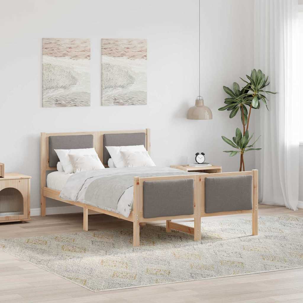 Sengestel med hovedgærde Gråbrun 120 x 190 cm Stof