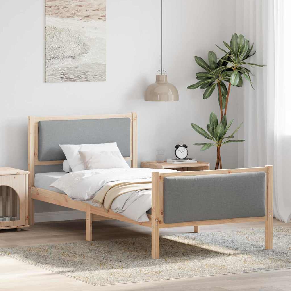 Sengestel med hovedgærde Lysegrå 100 x 200 cm Stof