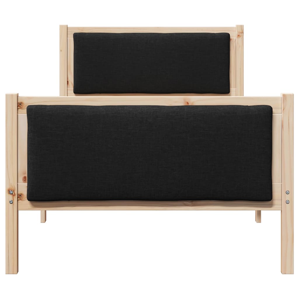 Sengestel med hovedgærde Sort 90 x 200 cm Stof