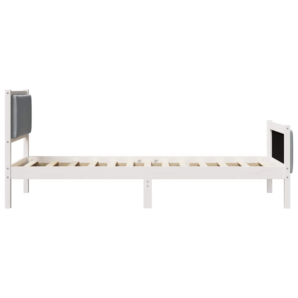 Sengestel med hovedgærde Lysegrå 90 x 200 cm Stof