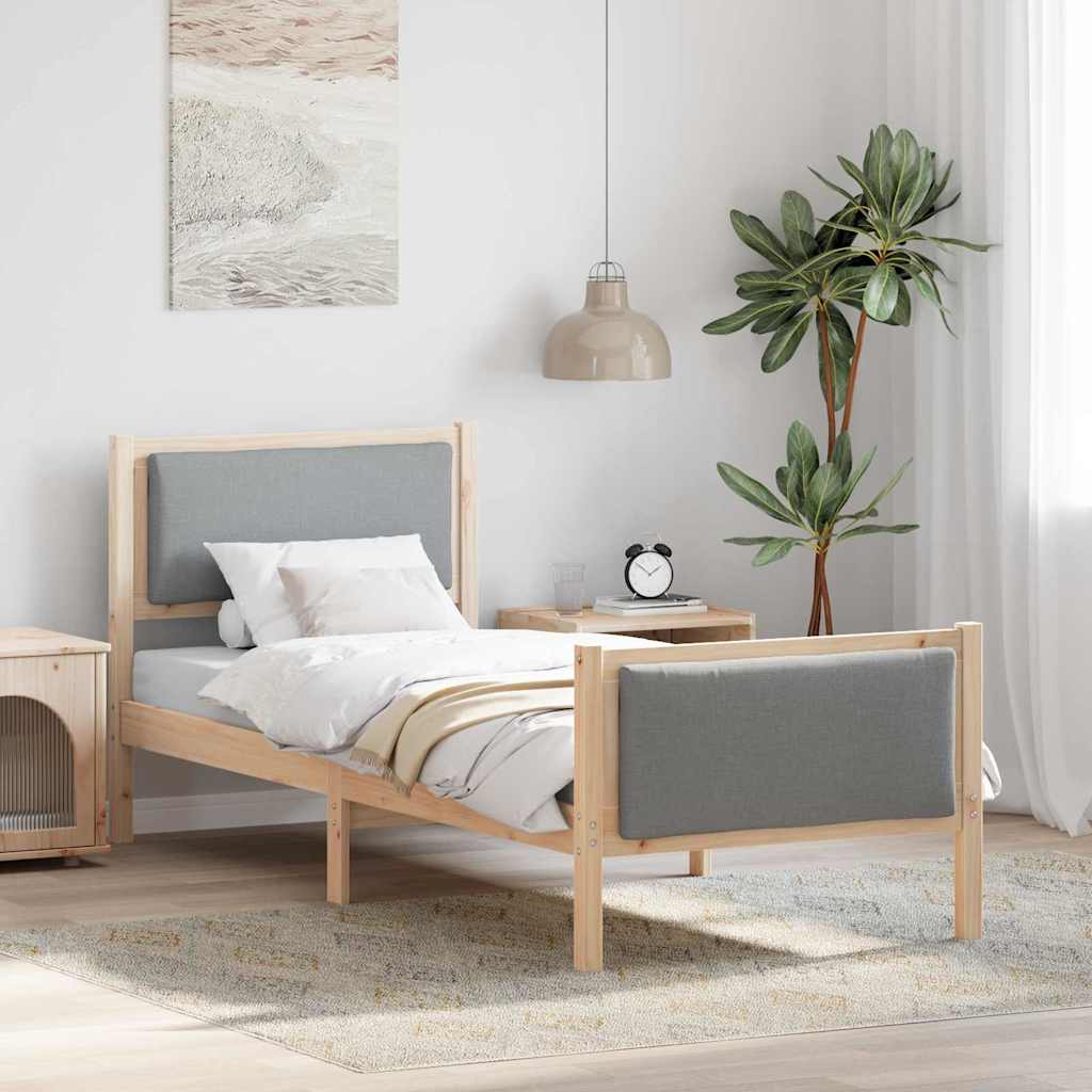 Sengestel med hovedgærde Lysegrå 80 x 200 cm Stof
