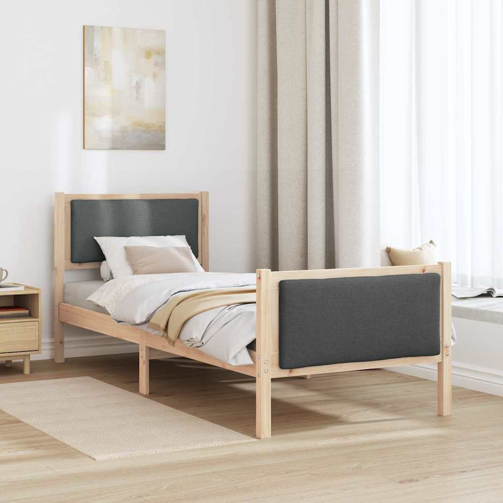 Sengestel med hovedgærde Mørkegrå 80 x 200 cm Stof